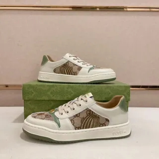 Gucci GG Cactus Beige Green Canvas Motif Lifestyle Sneakers