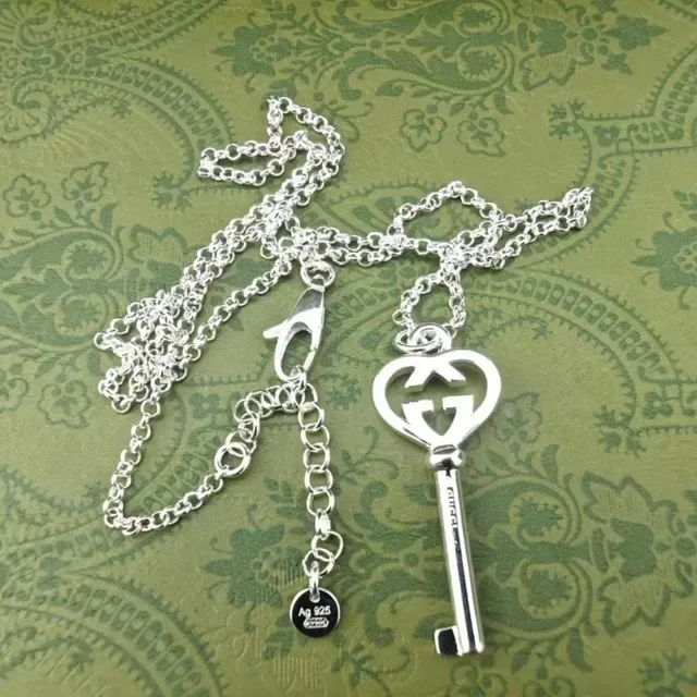 Gucci GG Key Double G Motif Silver-Tone and Black Enamel Earrings 2
