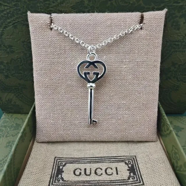 Gucci GG Key Double G Motif Silver-Tone and Black Enamel Earrings 8
