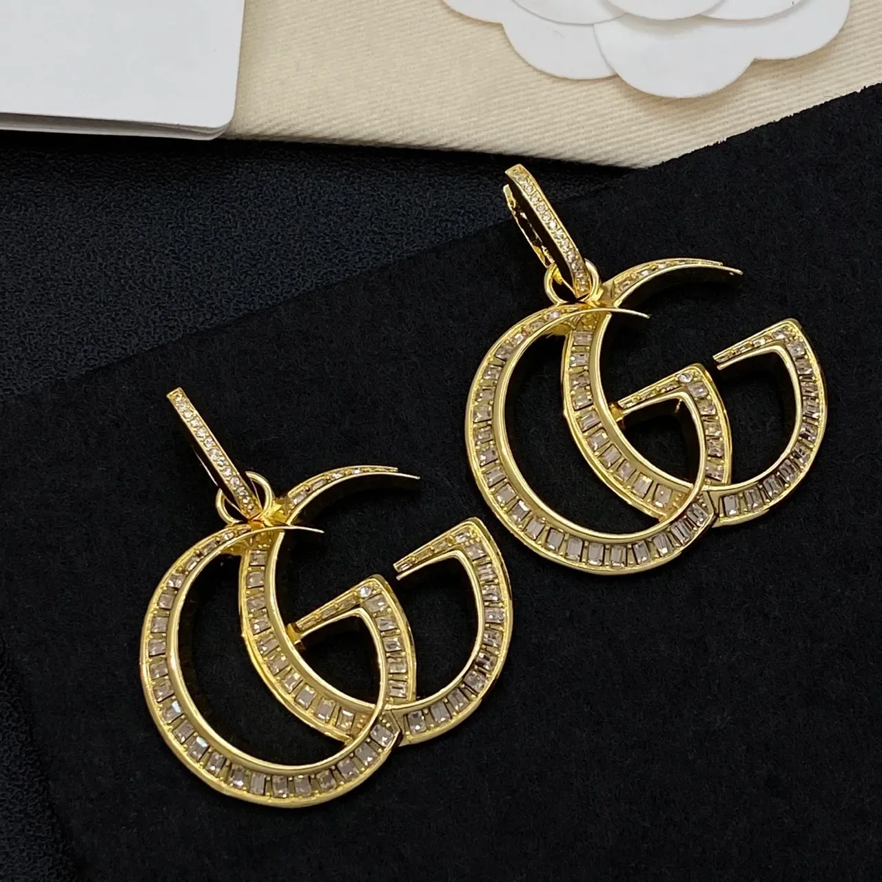 Gucci GG Marmont Baguette-Pavé Double G Pendant Earrings 3