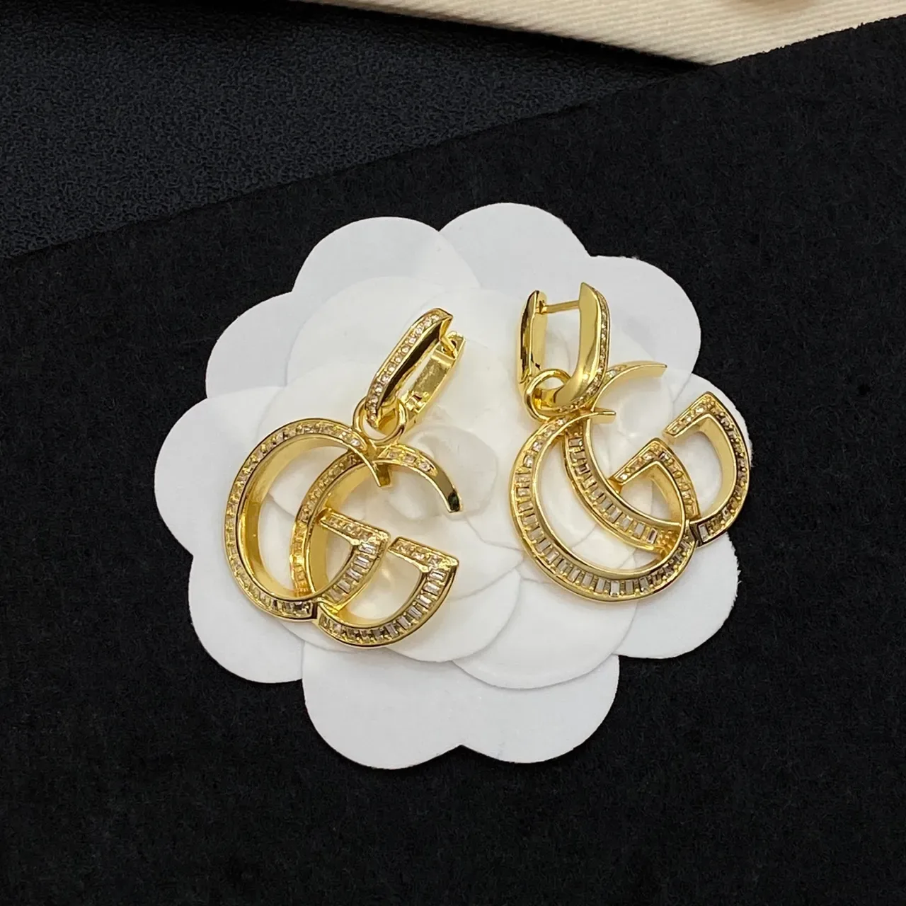 Gucci GG Marmont Baguette-Pavé Double G Pendant Earrings 4