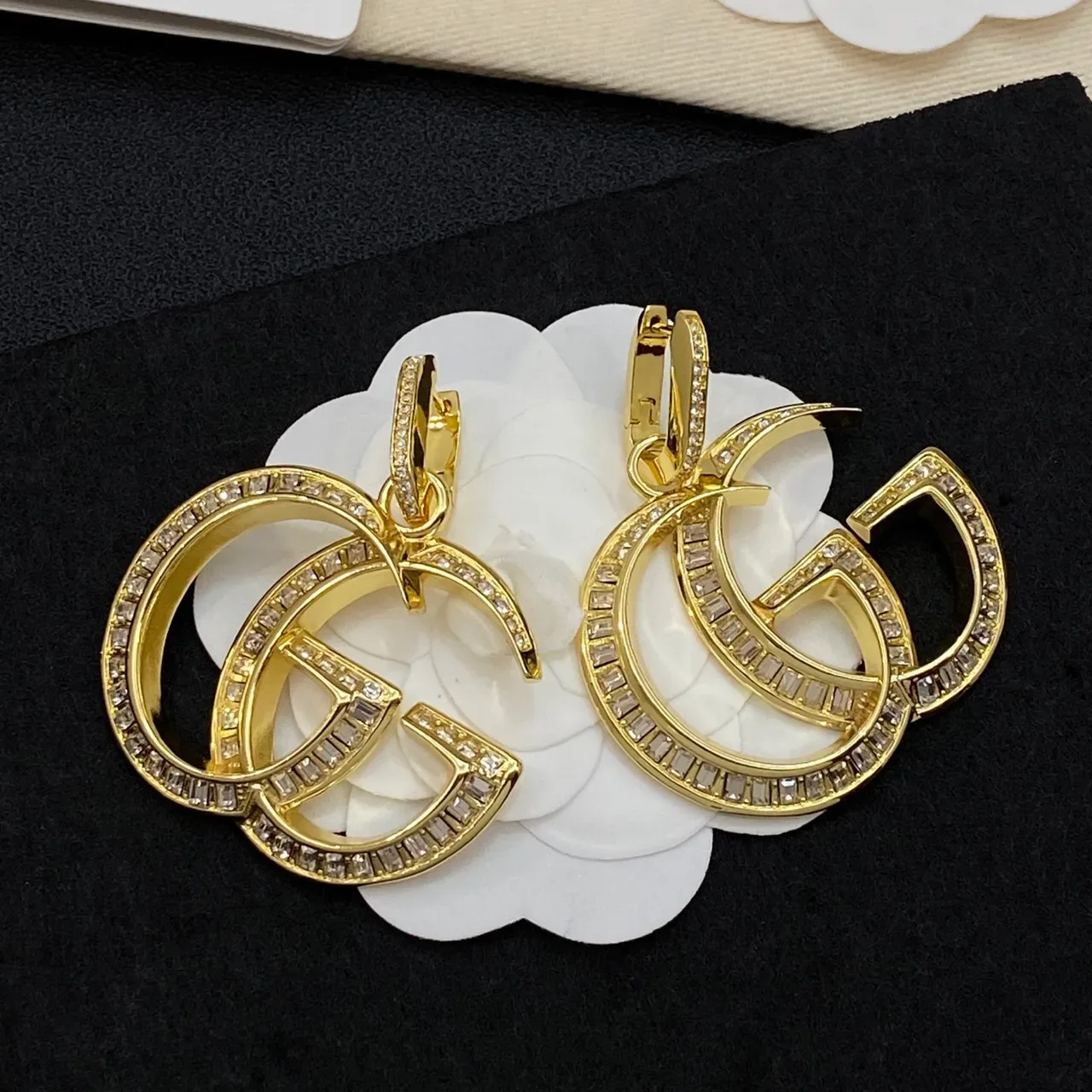Gucci GG Marmont Baguette-Pavé Double G Pendant Earrings 5