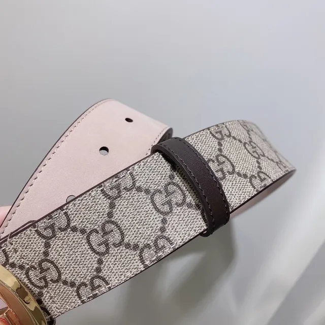Gucci GG Marmont Beige and Brown Monogram Leather Belt 2