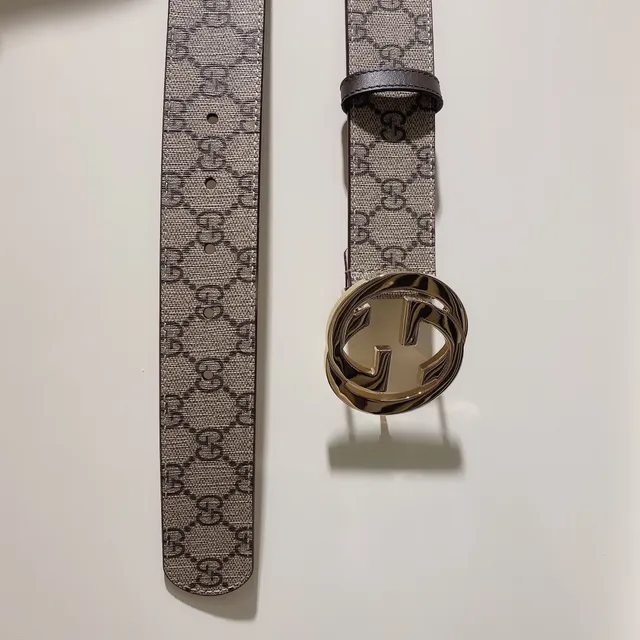 Gucci GG Marmont Beige and Brown Monogram Leather Belt 4