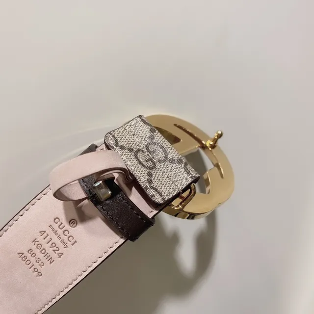 Gucci GG Marmont Beige and Brown Monogram Leather Belt 5