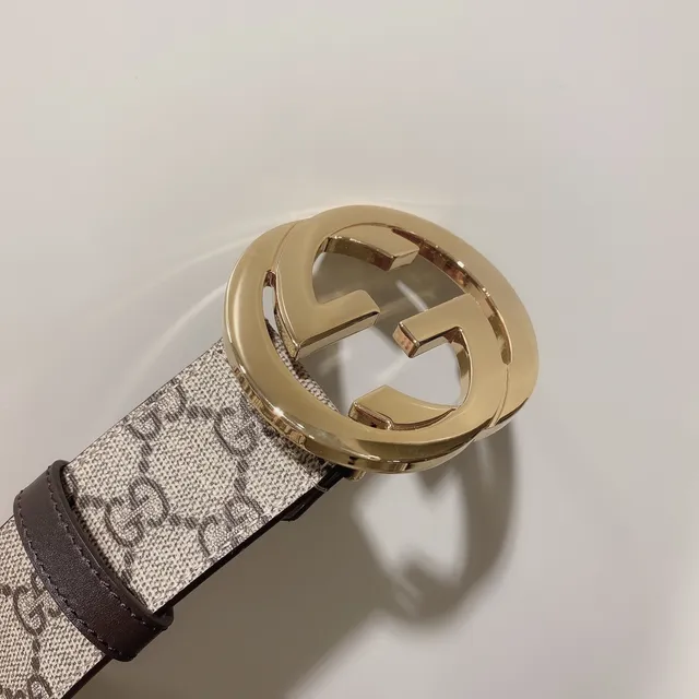 Gucci GG Marmont Beige and Brown Monogram Leather Belt 6