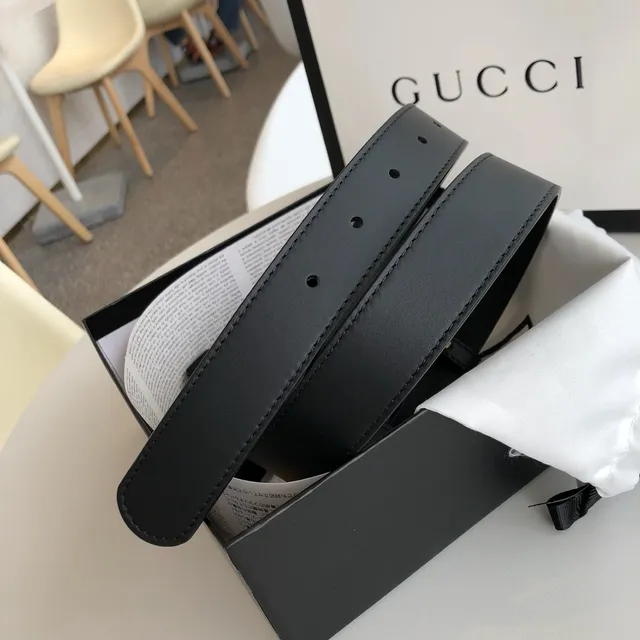 Gucci GG Marmont কালো সোনালি interlocking ডাবল জি বাকেল স্মুথ লেদার বেল্ট 4