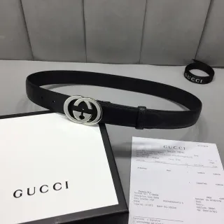 Gucci GG Marmont Black Pebbled Leather Belt