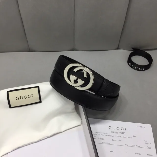 Gucci GG Marmont Black Pebbled Leather Belt 2