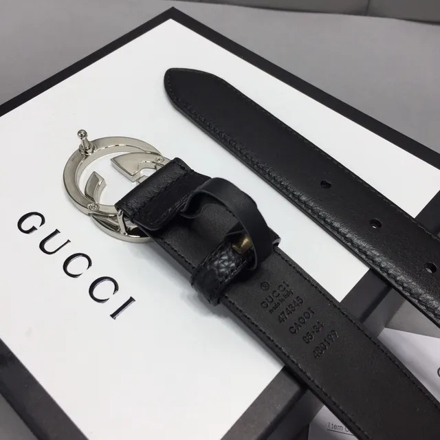 Gucci GG Marmont Black Pebbled Leather Belt 7