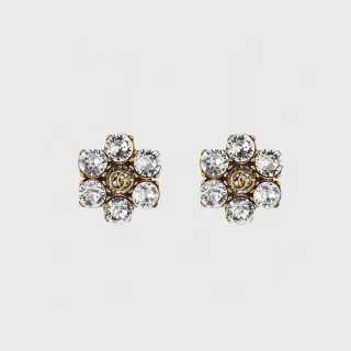 Gucci GG Marmont Crystal Floral Stud Earrings