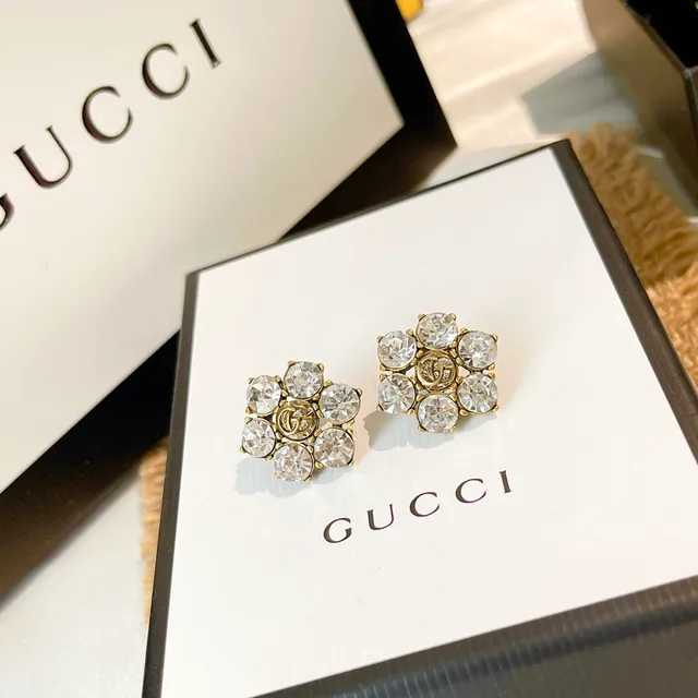 Gucci GG Marmont Crystal Floral Stud Earrings 3
