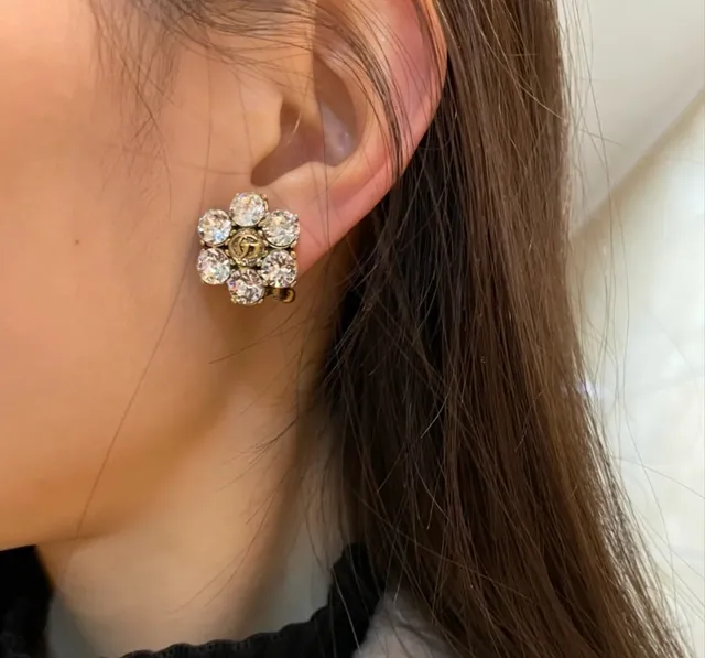 Gucci GG Marmont Crystal Floral Stud Earrings 5