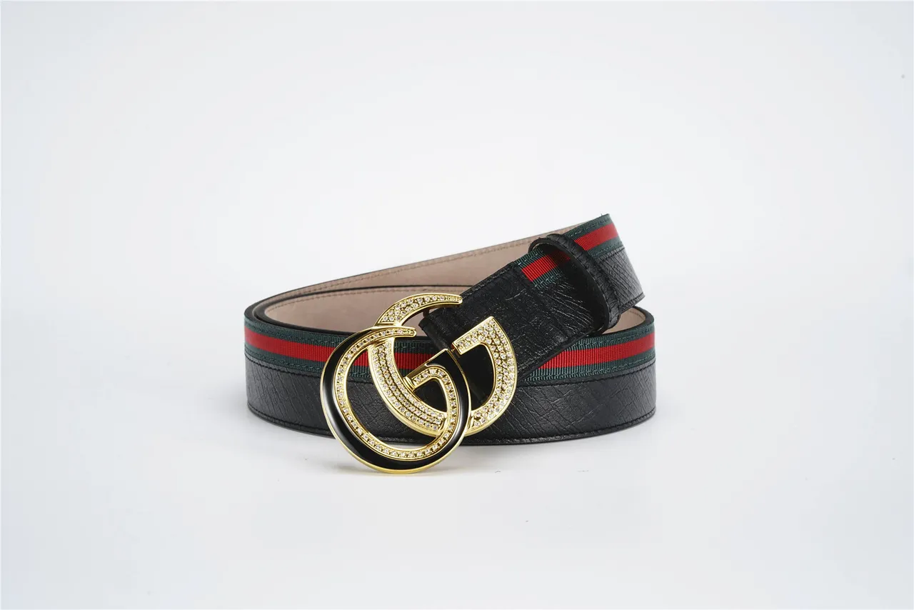 Gucci GG Marmont Crystal Interlocking G Black Leather Belt 3