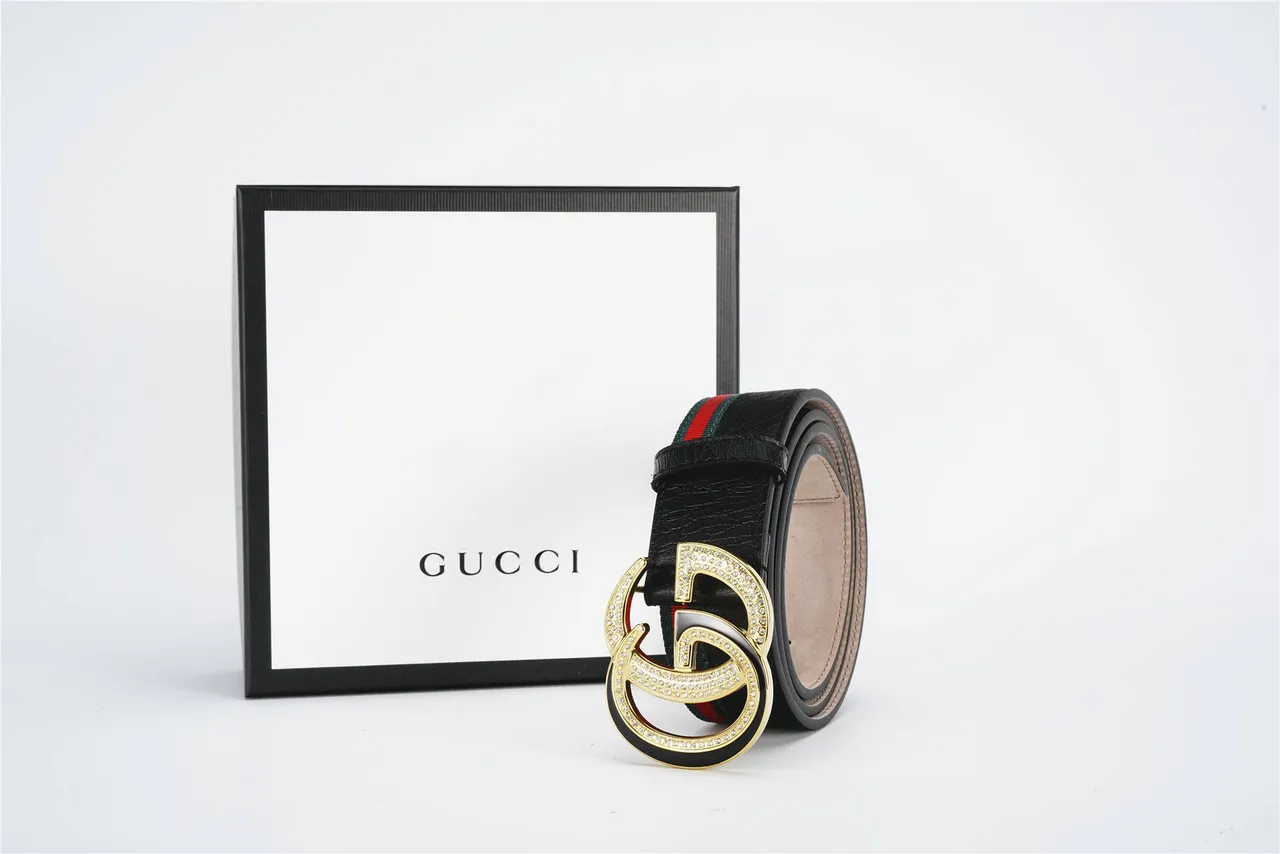 Gucci GG Marmont Crystal Interlocking G Black Leather Belt 5