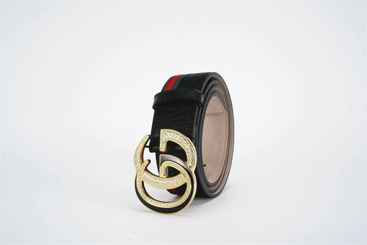Gucci GG Marmont Crystal Interlocking G Black Leather Belt 6