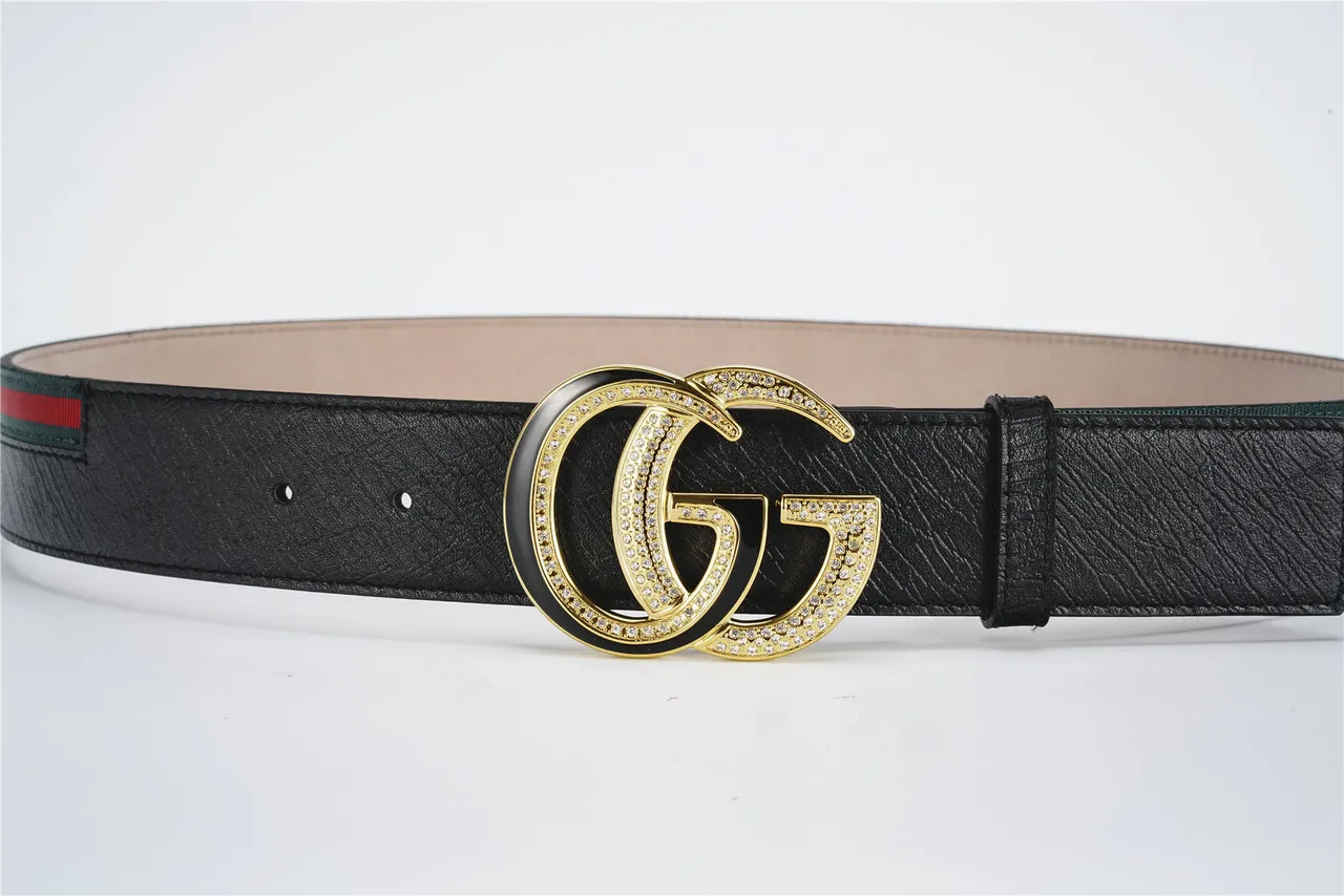 Gucci GG Marmont Crystal Interlocking G Black Leather Belt 8