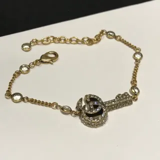 Gucci GG Marmont Crystal-Pavé Interlocking G Bracelet