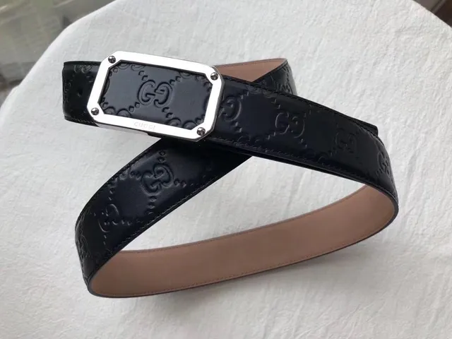 Gucci GG Marmont Embossed Black Leather Belt 4