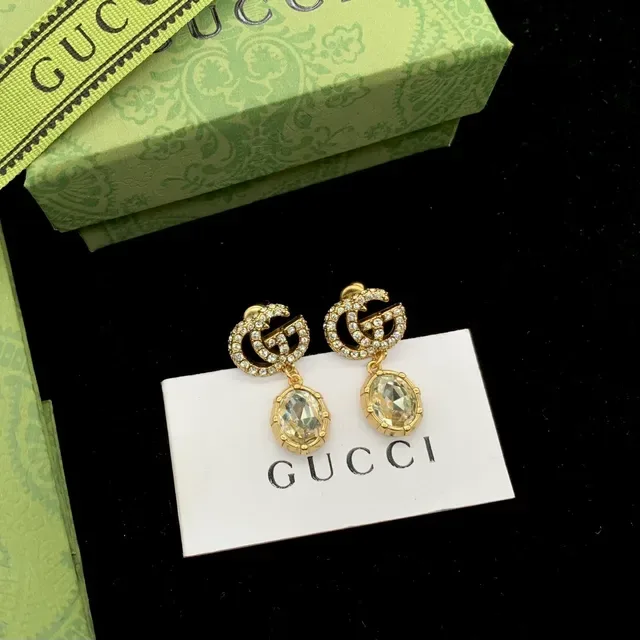 Gucci GG Marmont सلسلة ذهبية شفافة Interlocking Double-G Logo قلادة 5