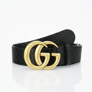 Gucci GG Marmont Interlocking G Buckle Black Leather Belt
