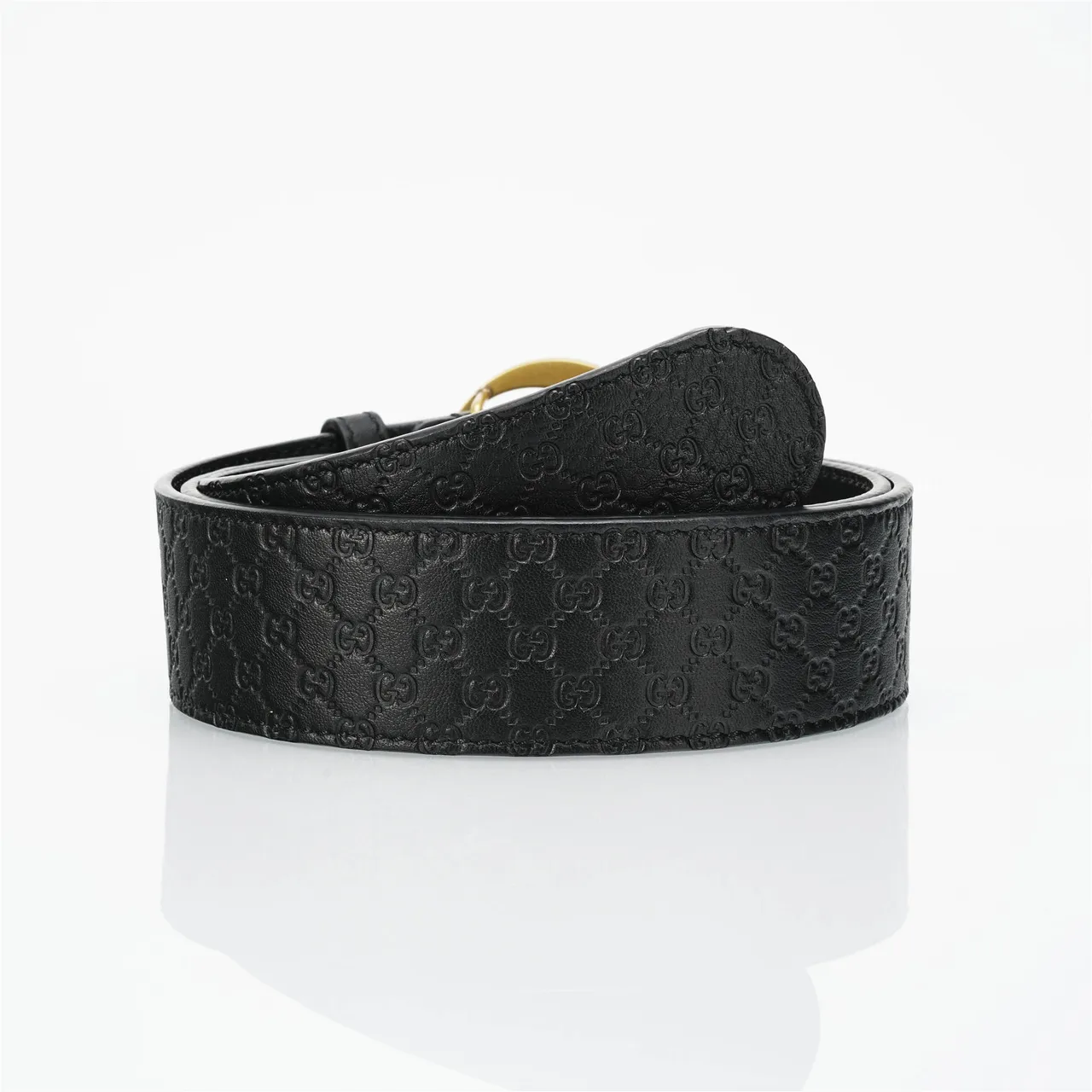 Gucci GG Marmont Interlocking G Buckle Black Leather Belt 3