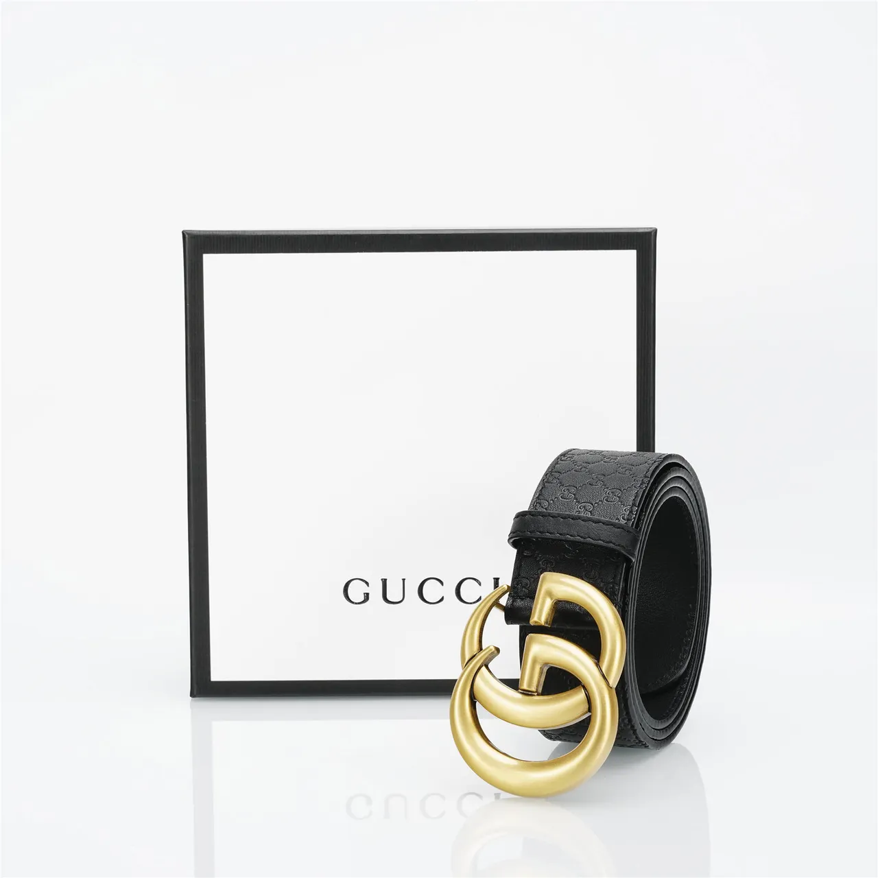Gucci GG Marmont Interlocking G Buckle Black Leather Belt 5