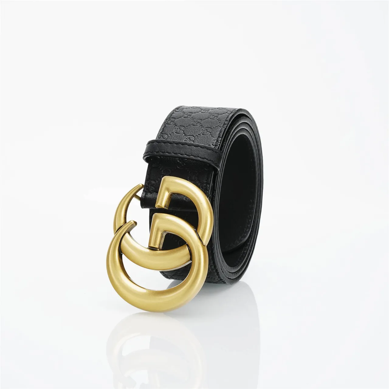 Gucci GG Marmont Interlocking G Buckle Black Leather Belt 6