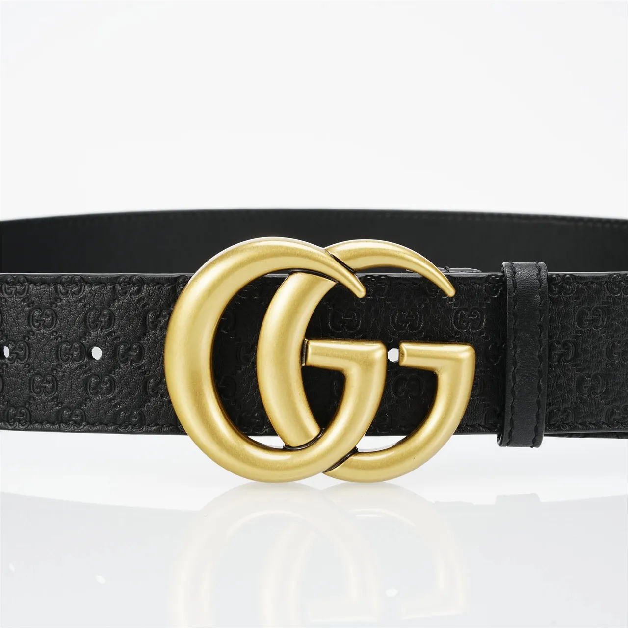 Gucci GG Marmont Interlocking G Buckle Black Leather Belt 8