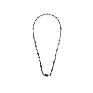 سلسلة غوتشي GG Marmont Interlocking GG Medallion بلون فضي