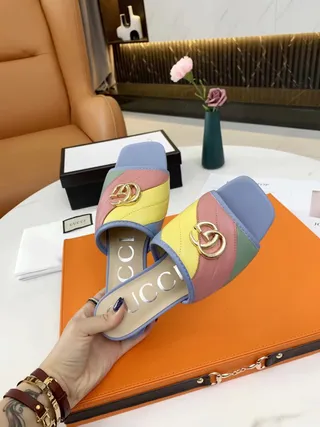Gucci GG Marmont Multicolor Quilted Slipper 8