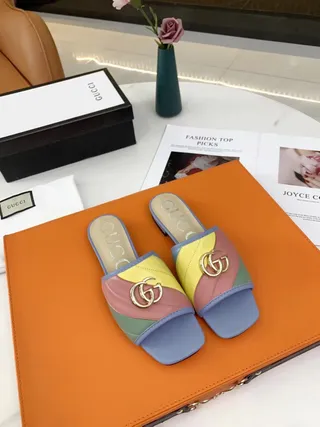 Gucci GG Marmont Multicolor Quilted Slipper 9