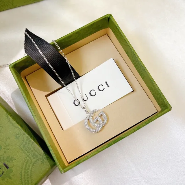 Gucci GG Marmont Pavé Double G Silver-Tone Necklace 2