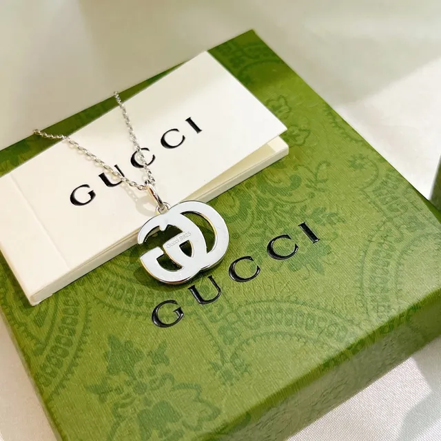 Gucci GG Marmont Pavé Double G Silver-Tone Necklace 3