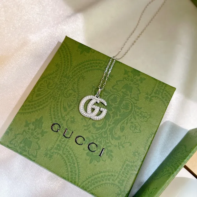 Gucci GG Marmont Pavé Double G Silver-Tone Necklace 5
