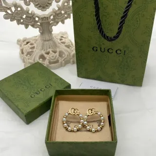 Gucci GG Marmont Pearl Hoop Earrings