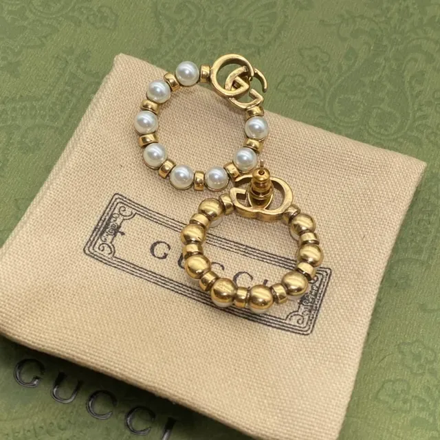 Gucci GG Marmont Pearl Hoop Earrings 2