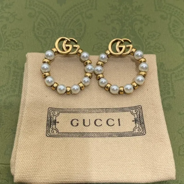 Gucci GG Marmont Pearl Hoop Earrings 3