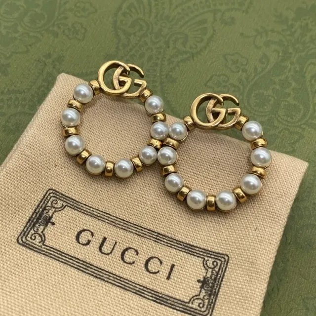 Gucci GG Marmont Pearl Hoop Earrings 4