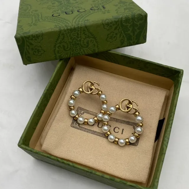 Gucci GG Marmont Pearl Hoop Earrings 5