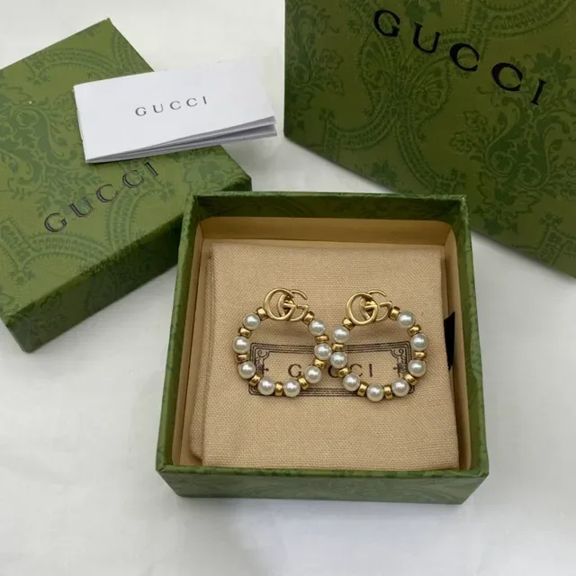 Gucci GG Marmont Pearl Hoop Earrings 6