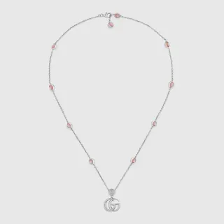 Gucci GG Marmont قلادة سلسلة كابوشون وردية