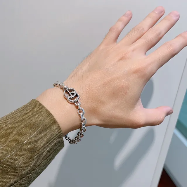 Gucci GG Marmont Twisted Double G Silver Chain Bracelet 3