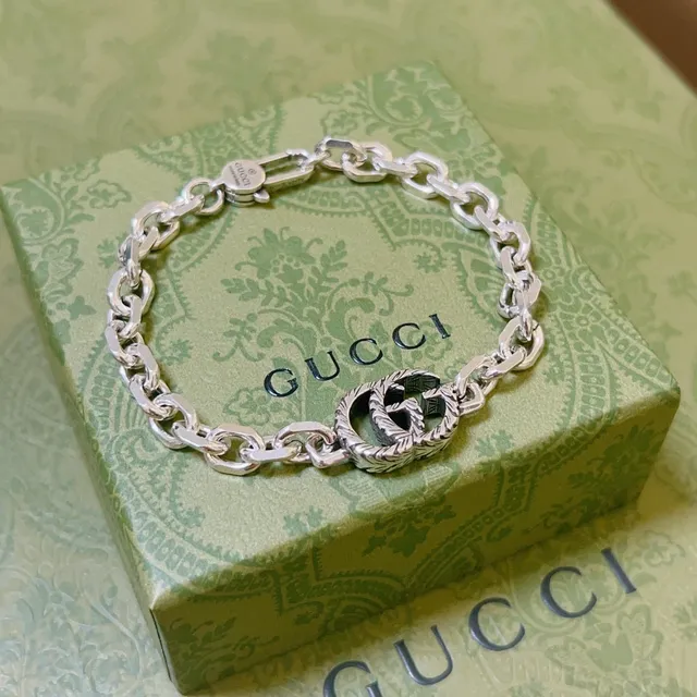 Gucci GG Marmont Twisted Double G Silver Chain Bracelet 7