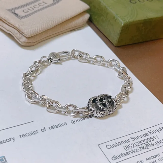 Gucci GG Marmont Twisted Double G Silver Chain Bracelet 9