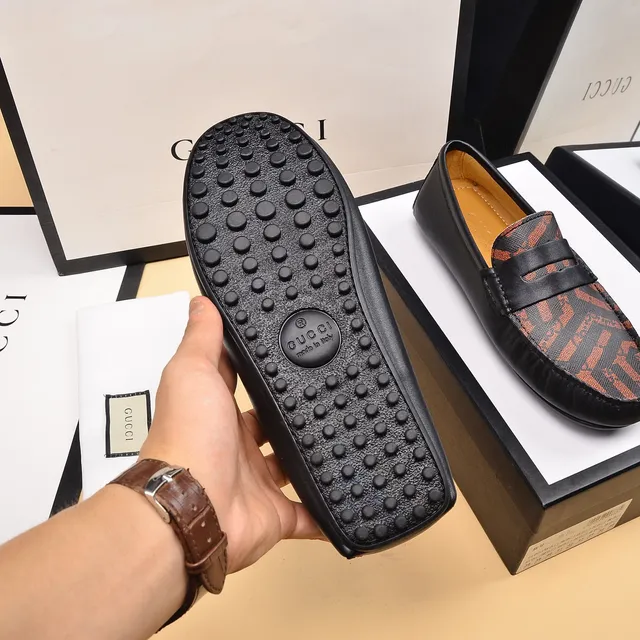 Gucci GG Monogram Print Black Loafers 4