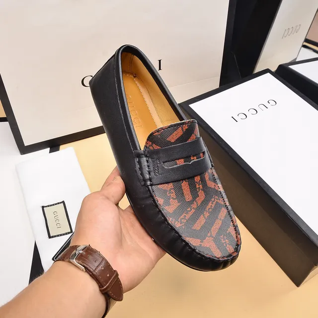 Gucci GG Monogram Print Black Loafers 7