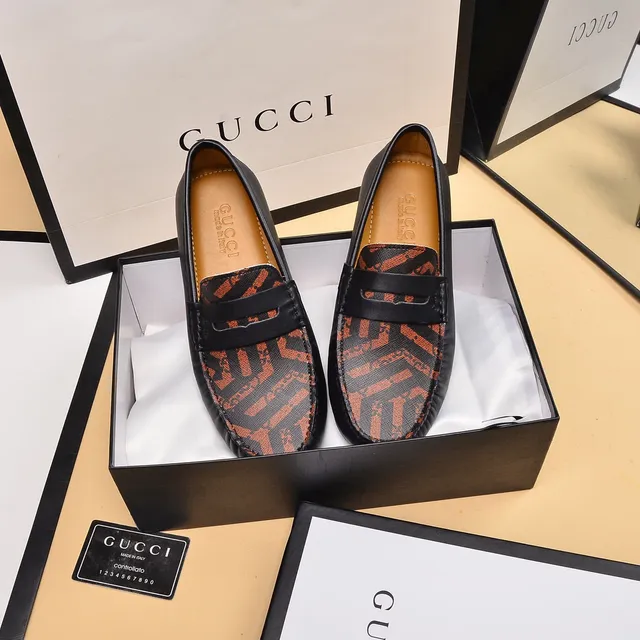 Gucci GG Monogram Print Black Loafers 8