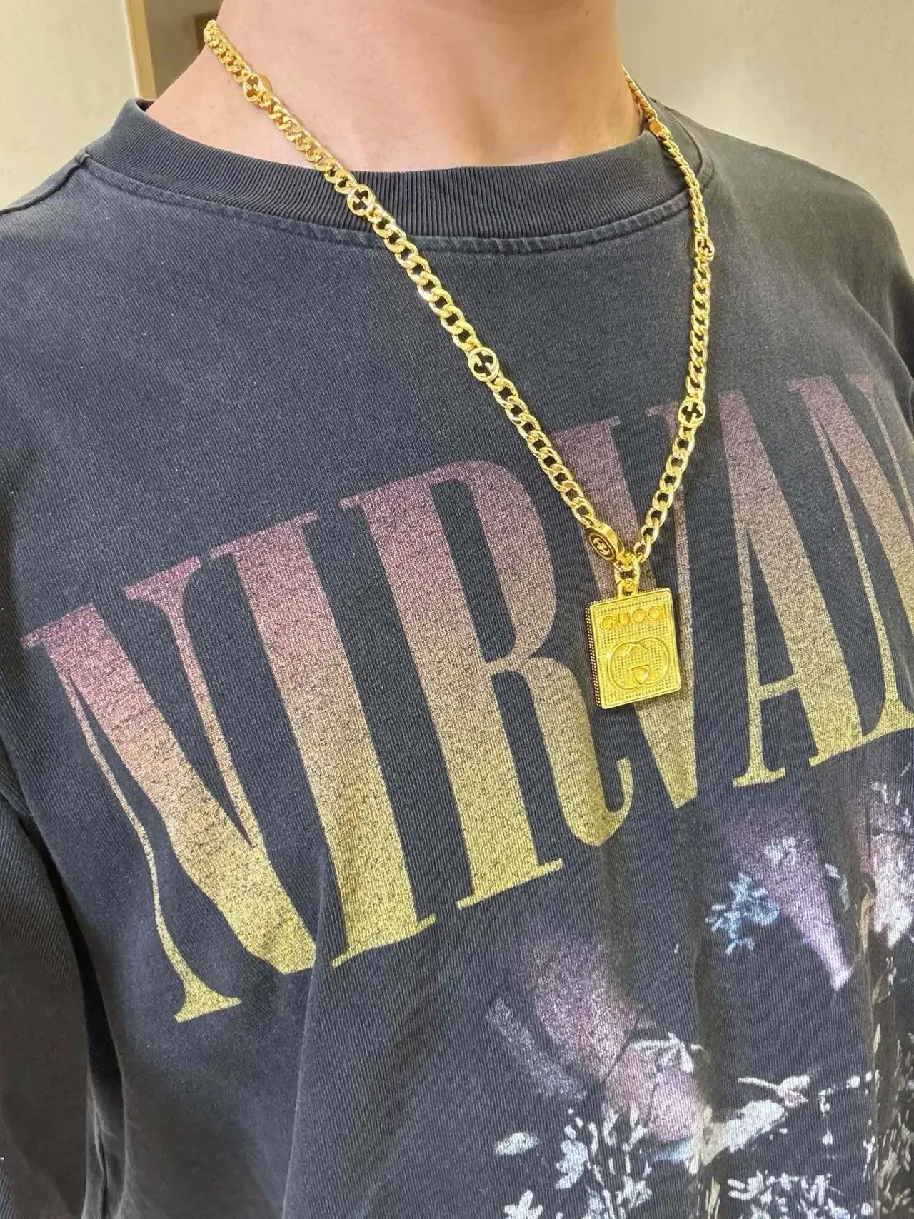 Gucci Gold-Tone Square GG Pendant Necklace 8