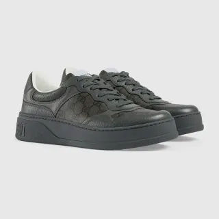 Gucci Gray White Monogrammed Canvas Leather Overlays Lifestyle Sneakers